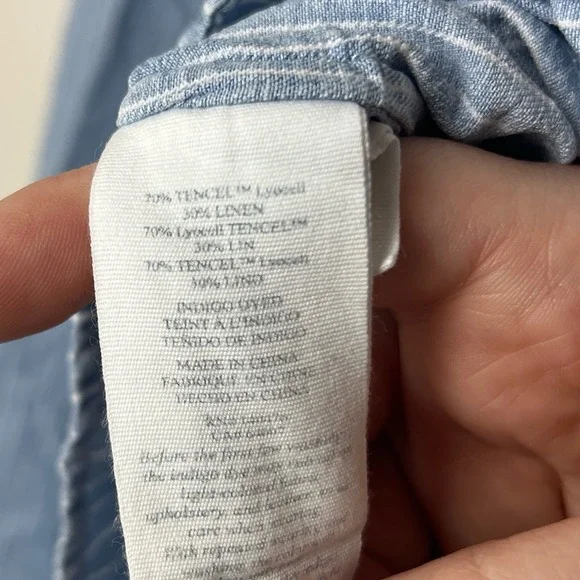 Faherty Breeze Relaxed Short Sleeve Shirt Tried and True Stripe Blue Size M - Picture 5 of 6